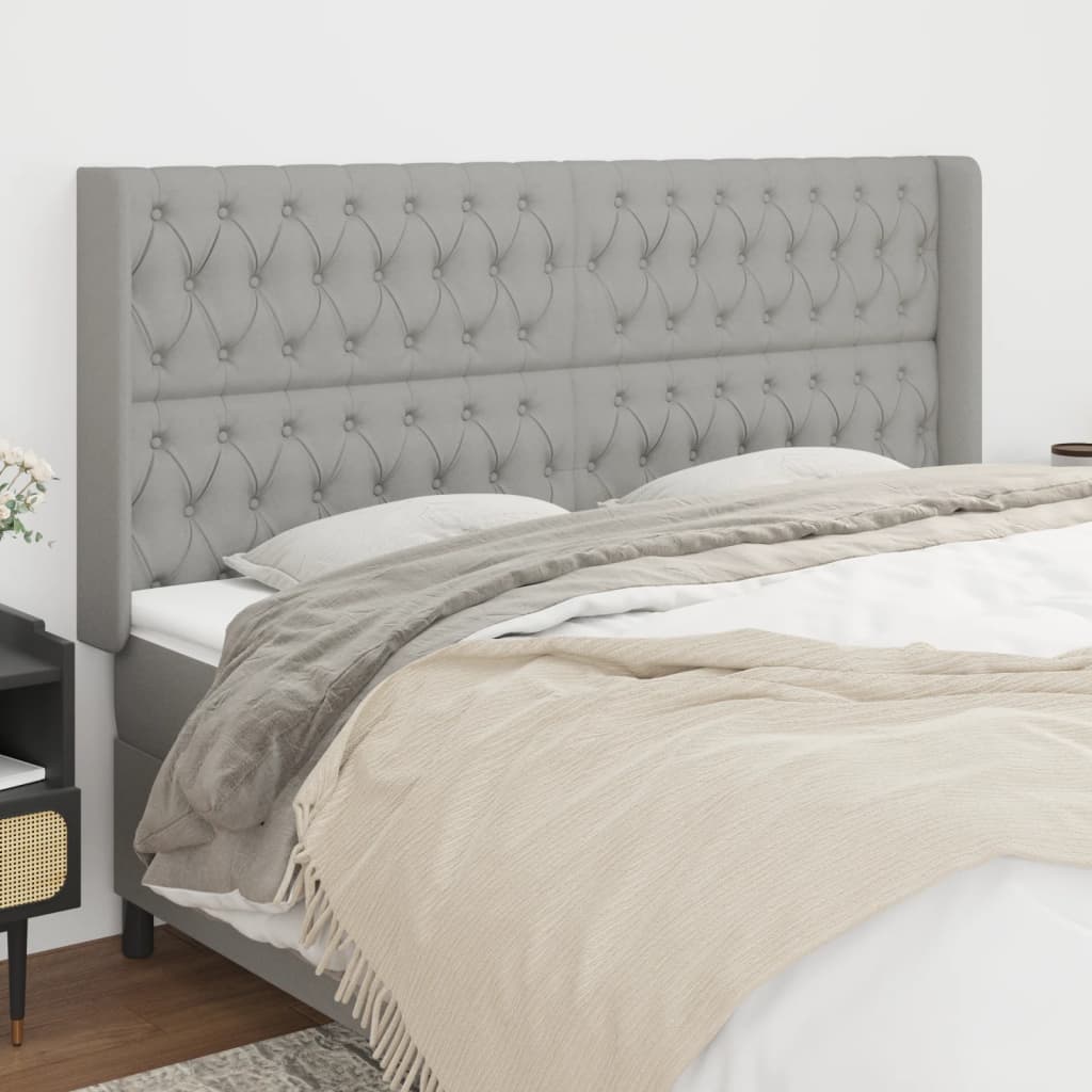 Tête de lit avec oreilles Gris clair 203x16x118/128 cm Tissu - XIOS