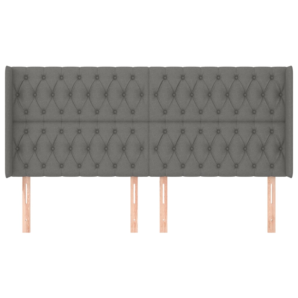 Tête de lit avec oreilles Gris foncé 203x16x118/128 cm Tissu - XIOS