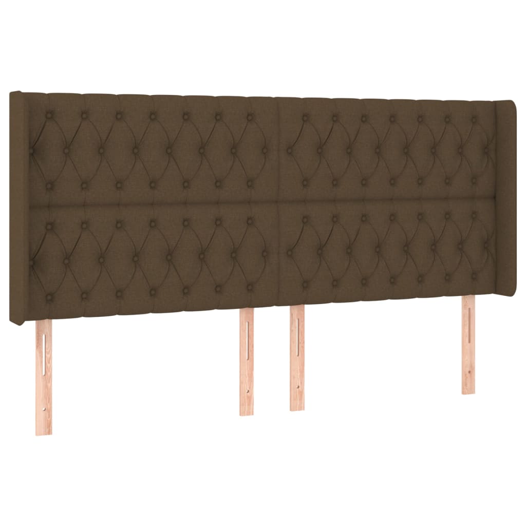 Tête de lit avec oreilles Marron foncé 203x16x118/128 cm Tissu - XIOS