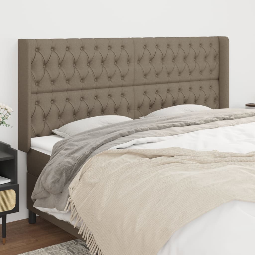 Tête de lit avec oreilles Taupe 203x16x118/128 cm Tissu - XIOS