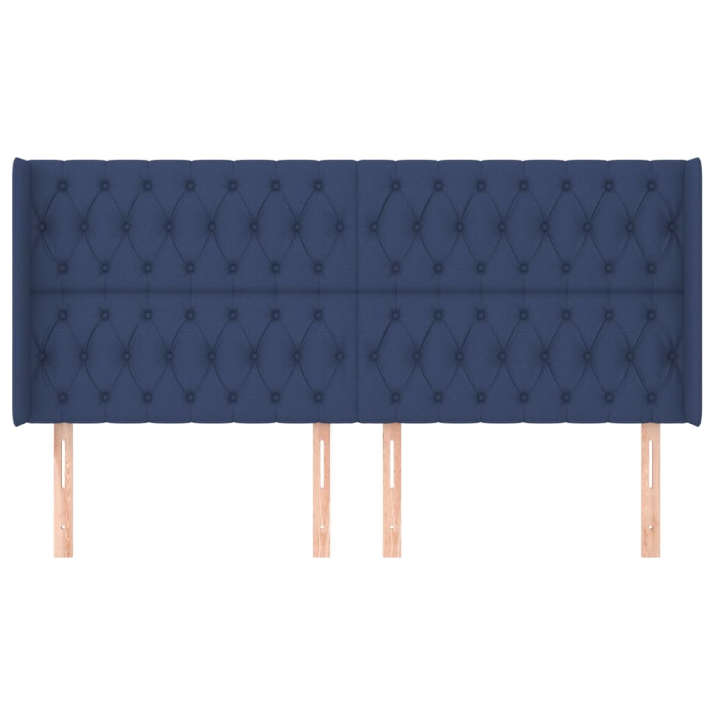 Tête de lit avec oreilles Bleu 203x16x118/128 cm Tissu - XIOS