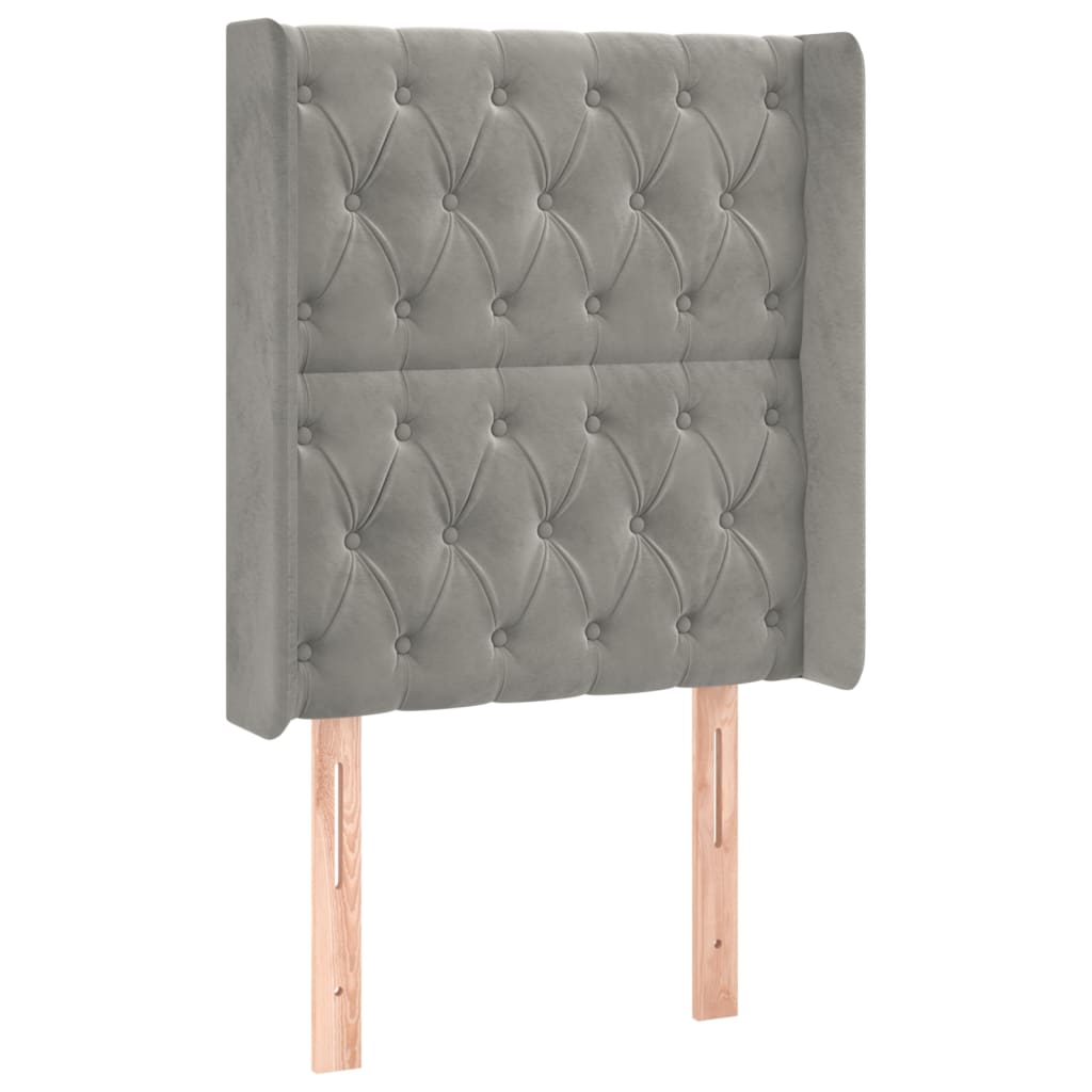 Tête de lit avec oreilles Gris clair 83x16x118/128 cm Velours Têtes et pieds de lit vidaXL