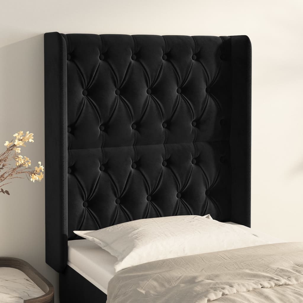 Tête de lit avec oreilles Noir 83x16x118/128 cm Velours - XIOS