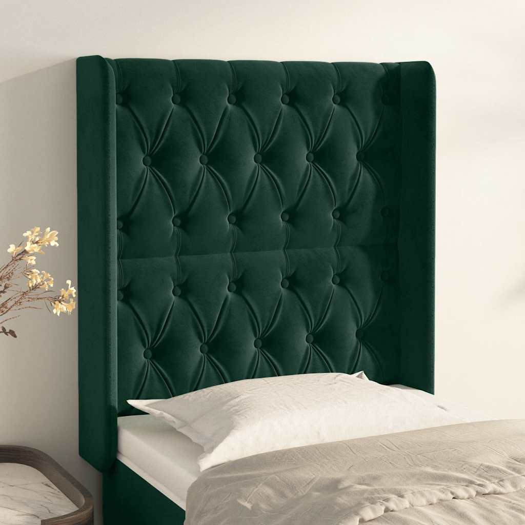 Tête de lit avec oreilles Vert foncé 83x16x118/128 cm Velours - XIOS