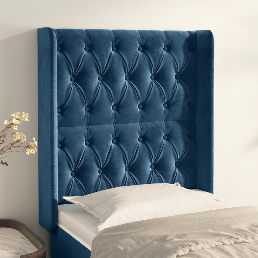 Tête de lit avec oreilles Bleu foncé 83x16x118/128 cm Velours - XIOS