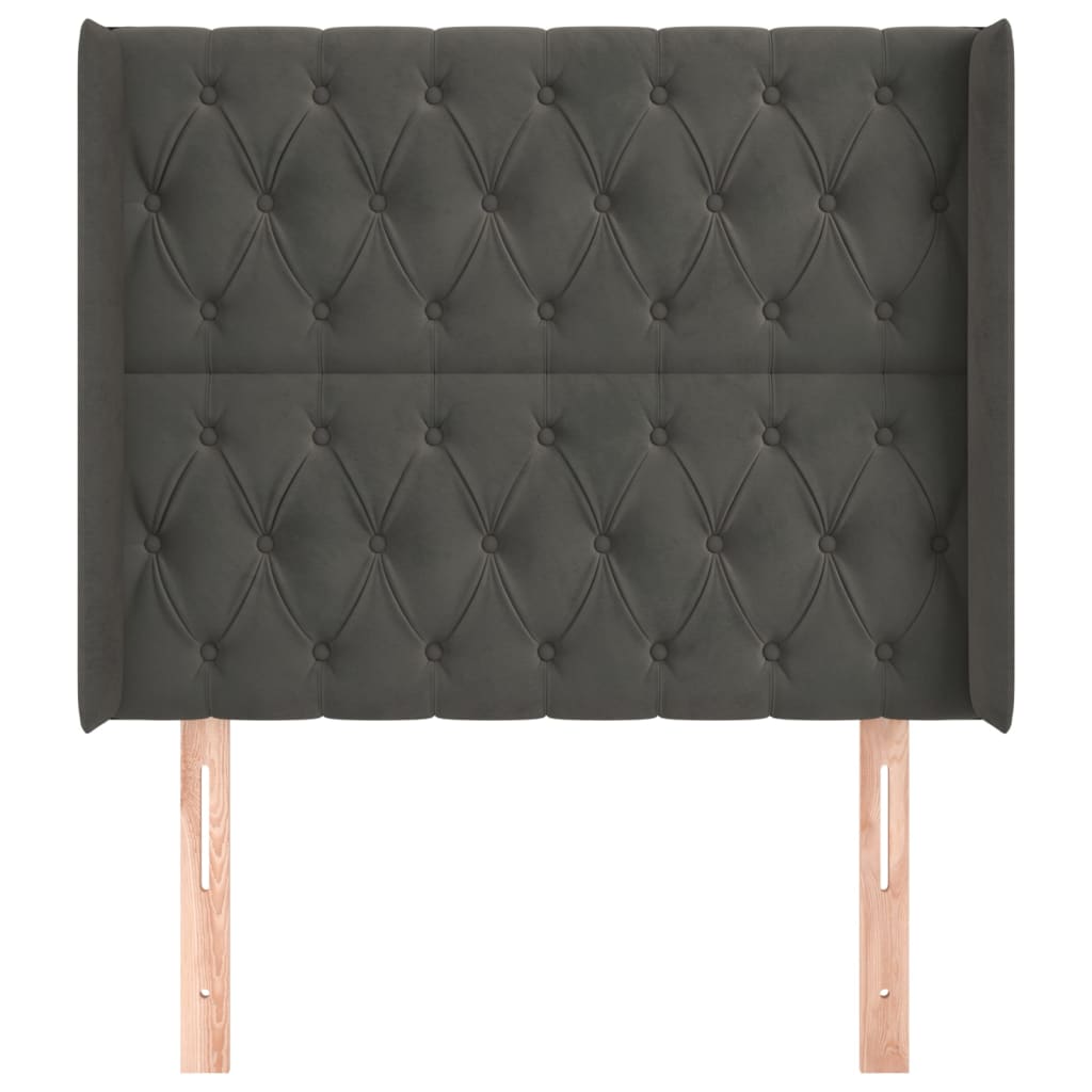 Tête de lit avec oreilles Gris foncé 93x16x118/128 cm Velours - XIOS