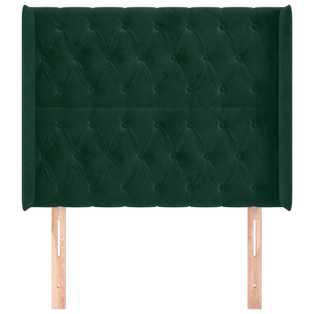 Tête de lit avec oreilles Vert foncé 93x16x118/128 cm Velours - XIOS