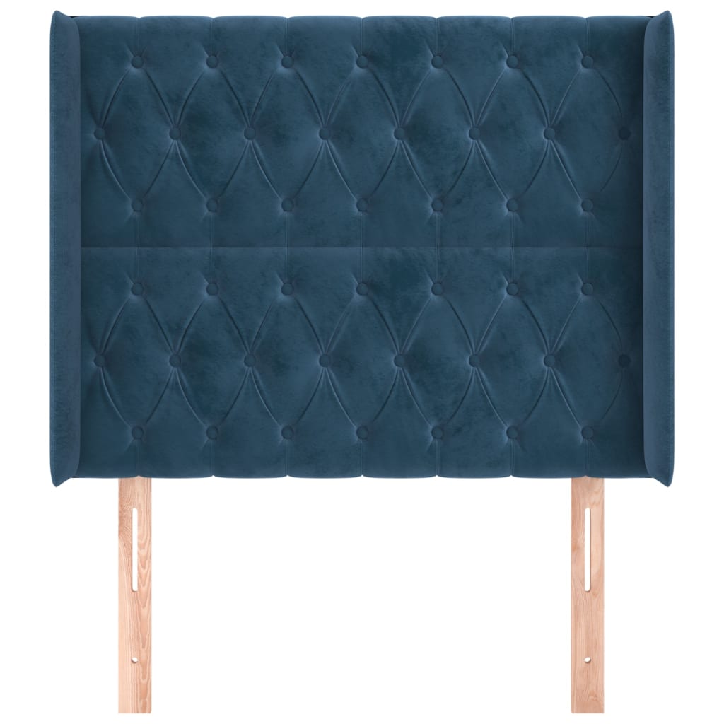 Tête de lit avec oreilles Bleu foncé 93x16x118/128 cm Velours - XIOS