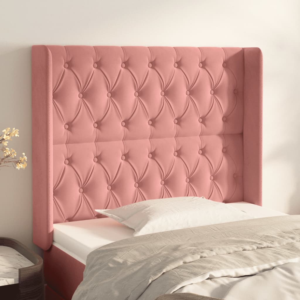 Tête de lit avec oreilles Rose 103x16x118/128 cm Velours - XIOS