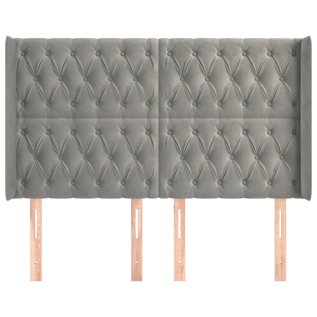 Tête de lit avec oreilles Gris clair 147x16x118/128 cm Velours - XIOS