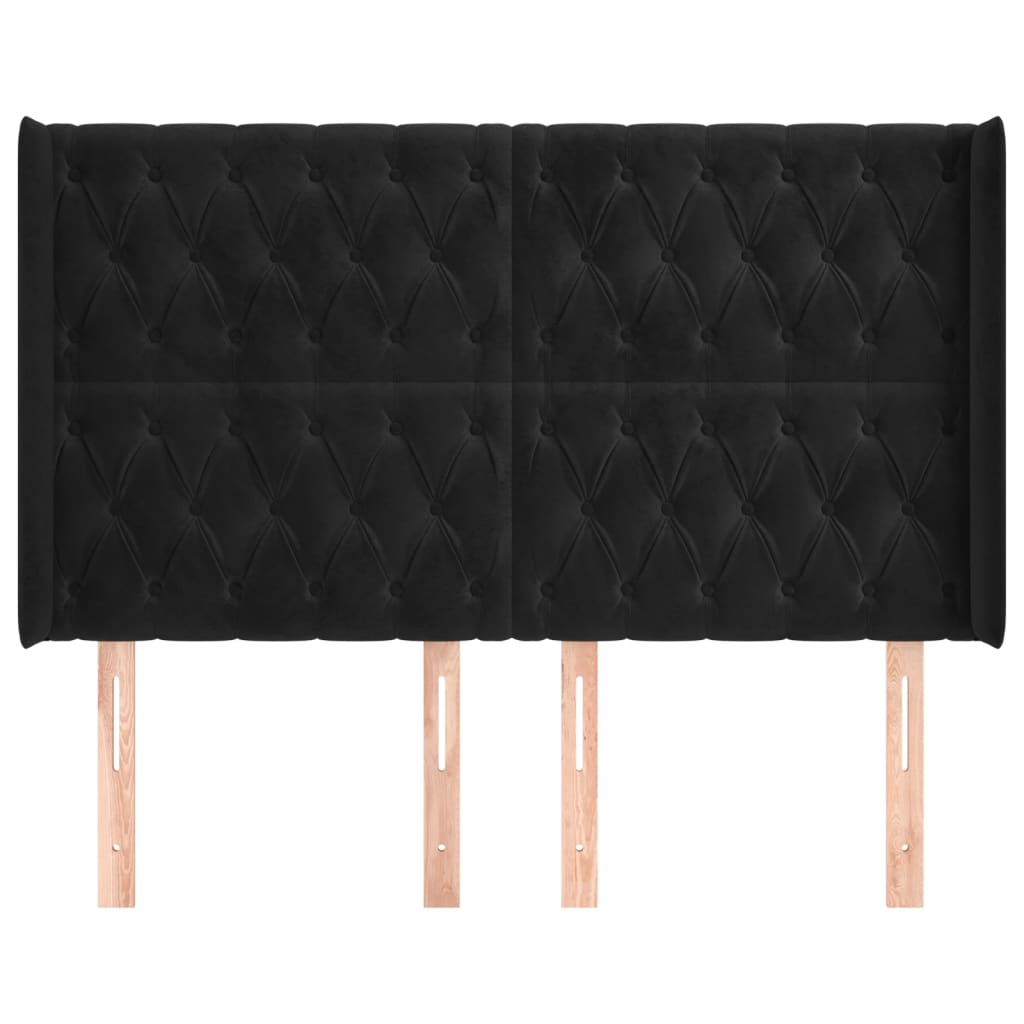 Tête de lit avec oreilles Noir 147x16x118/128 cm Velours - XIOS