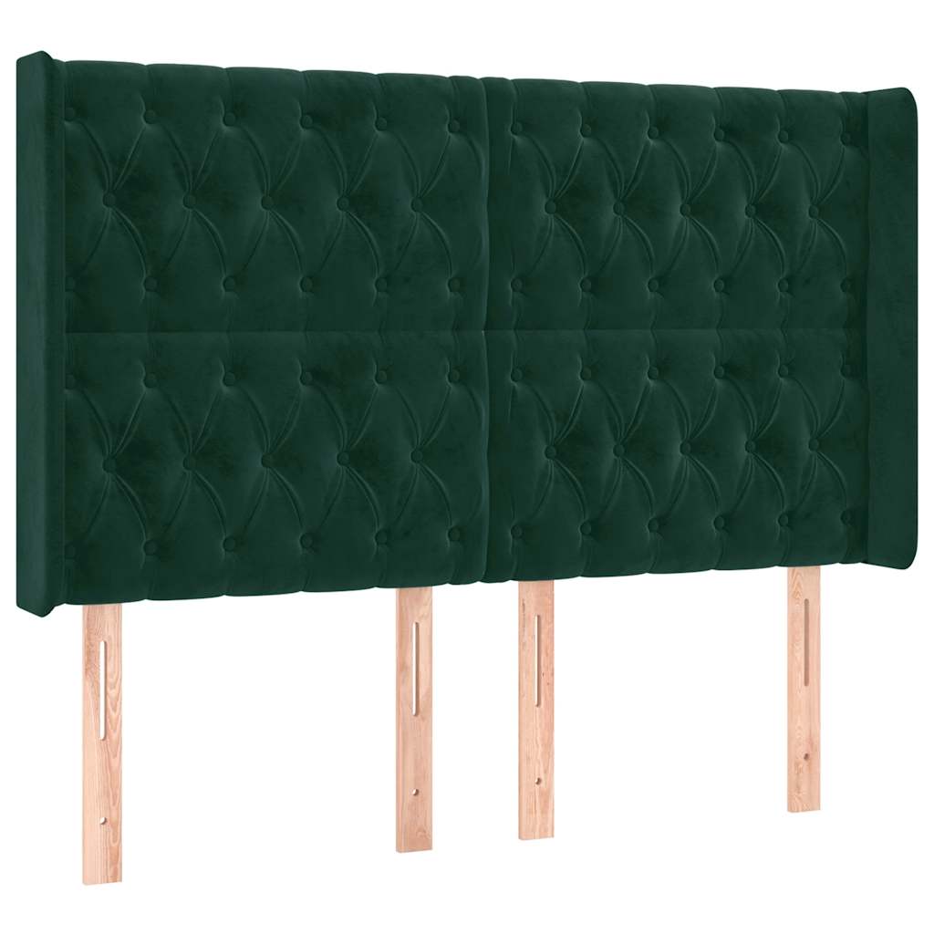 Tête de lit avec oreilles Vert foncé 163x16x118/128 cm Velours - XIOS