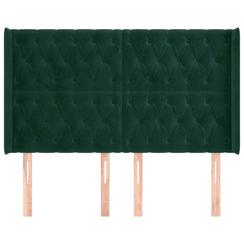 Tête de lit avec oreilles Vert foncé 163x16x118/128 cm Velours - XIOS