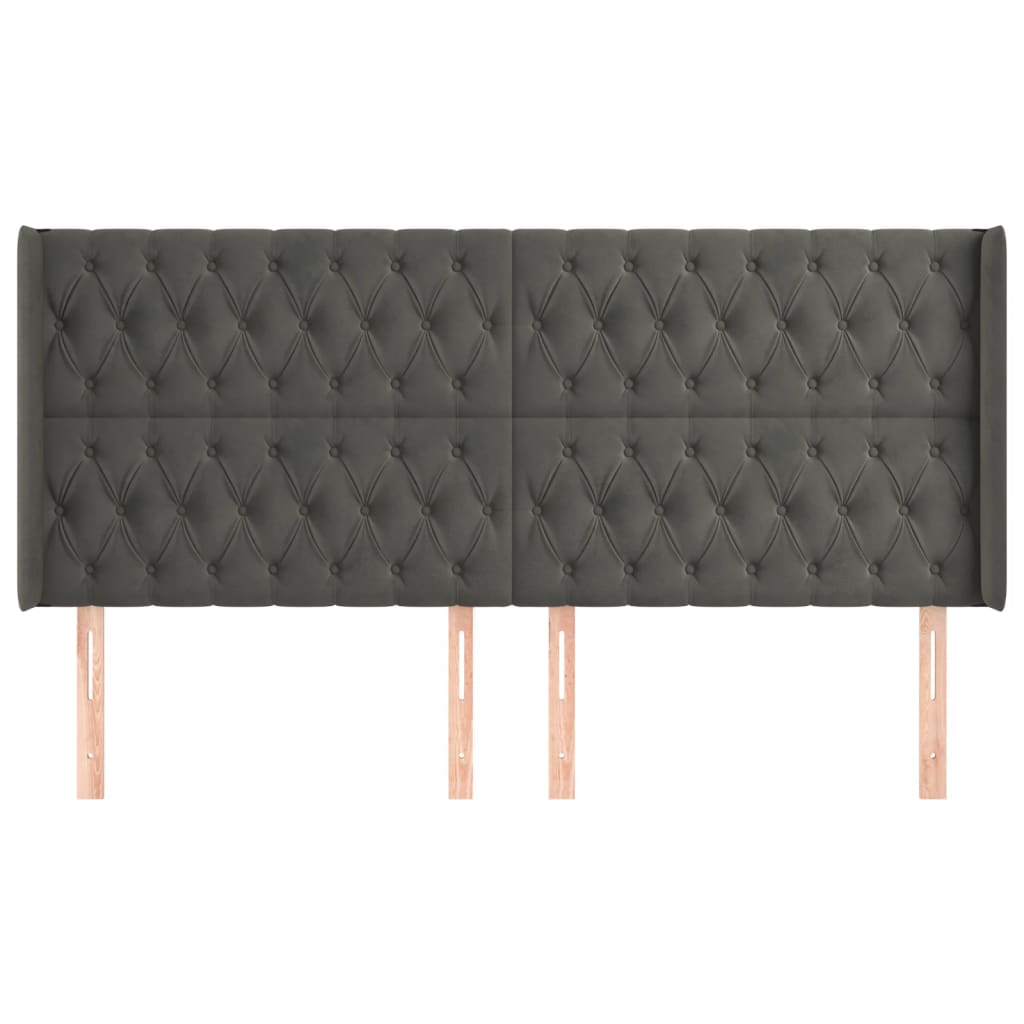 Tête de lit avec oreilles Gris foncé 183x16x118/128 cm Velours - XIOS