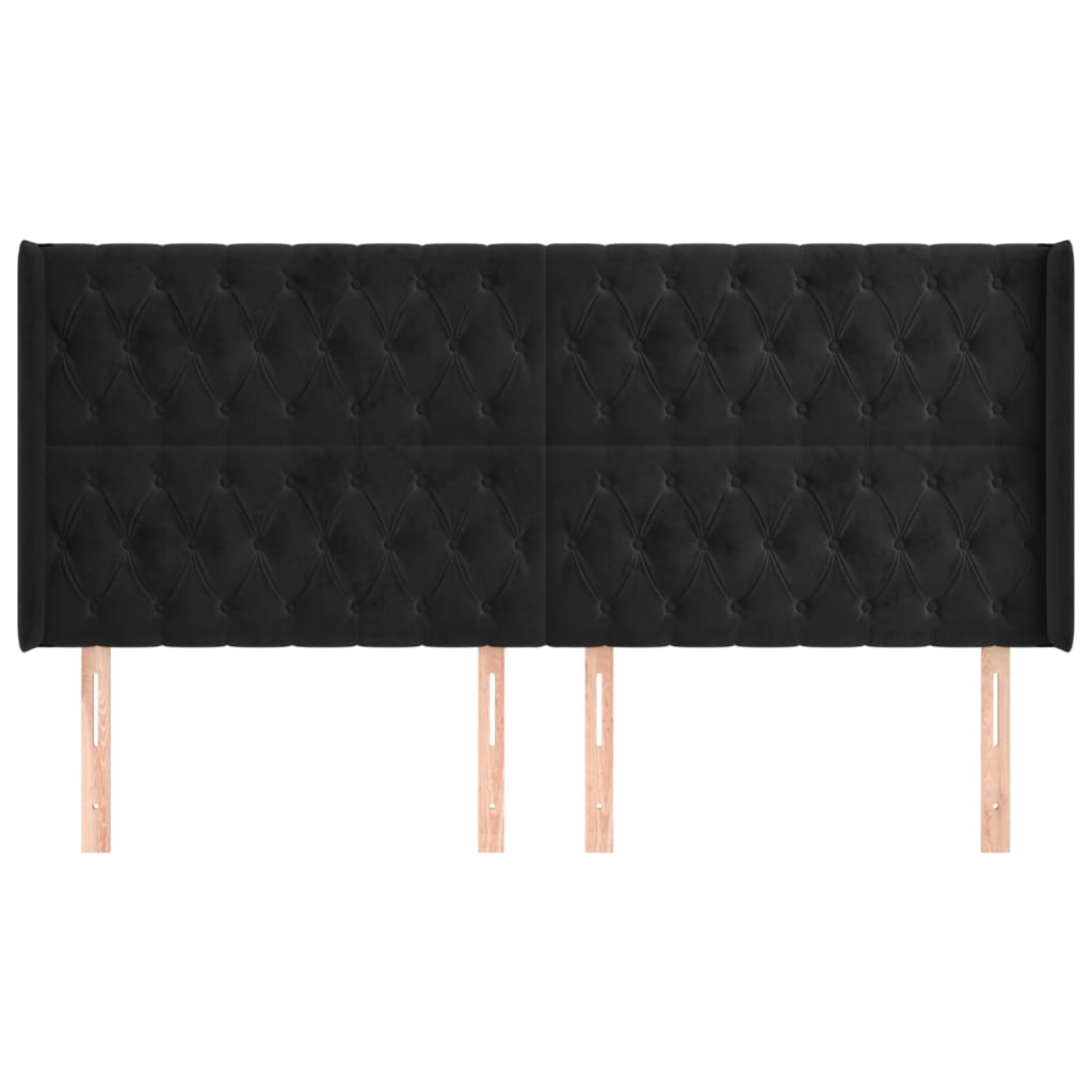 Tête de lit avec oreilles Noir 183x16x118/128 cm Velours - XIOS