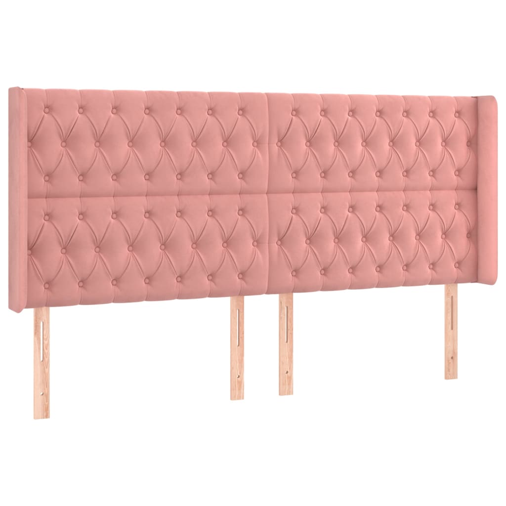 Tête de lit avec oreilles Rose 183x16x118/128 cm Velours - XIOS