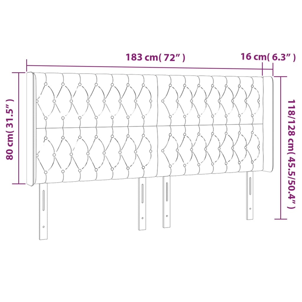 Tête de lit avec oreilles Rose 183x16x118/128 cm Velours - XIOS
