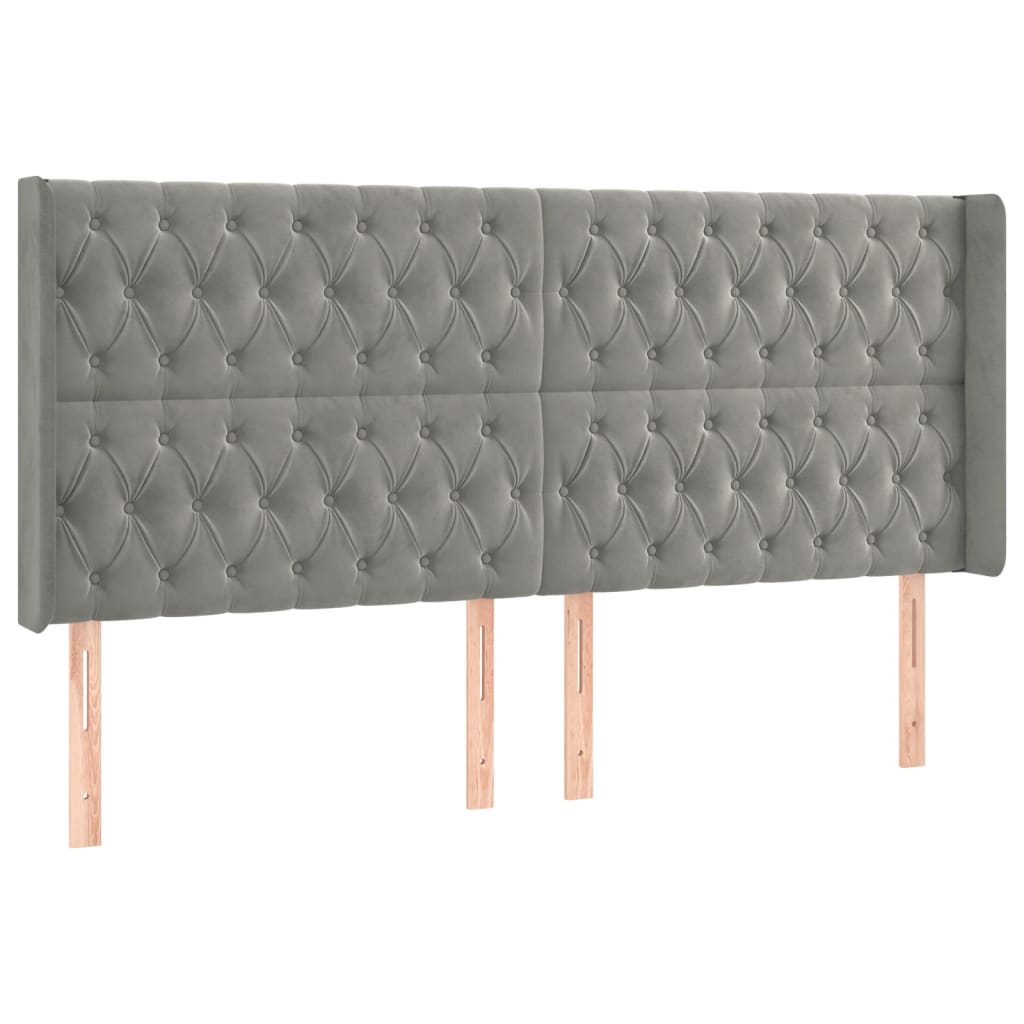 Tête de lit avec oreilles Gris clair 203x16x118/128 cm Velours - XIOS