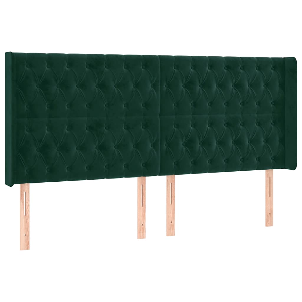 Tête de lit avec oreilles Vert foncé 203x16x118/128 cm Velours - XIOS