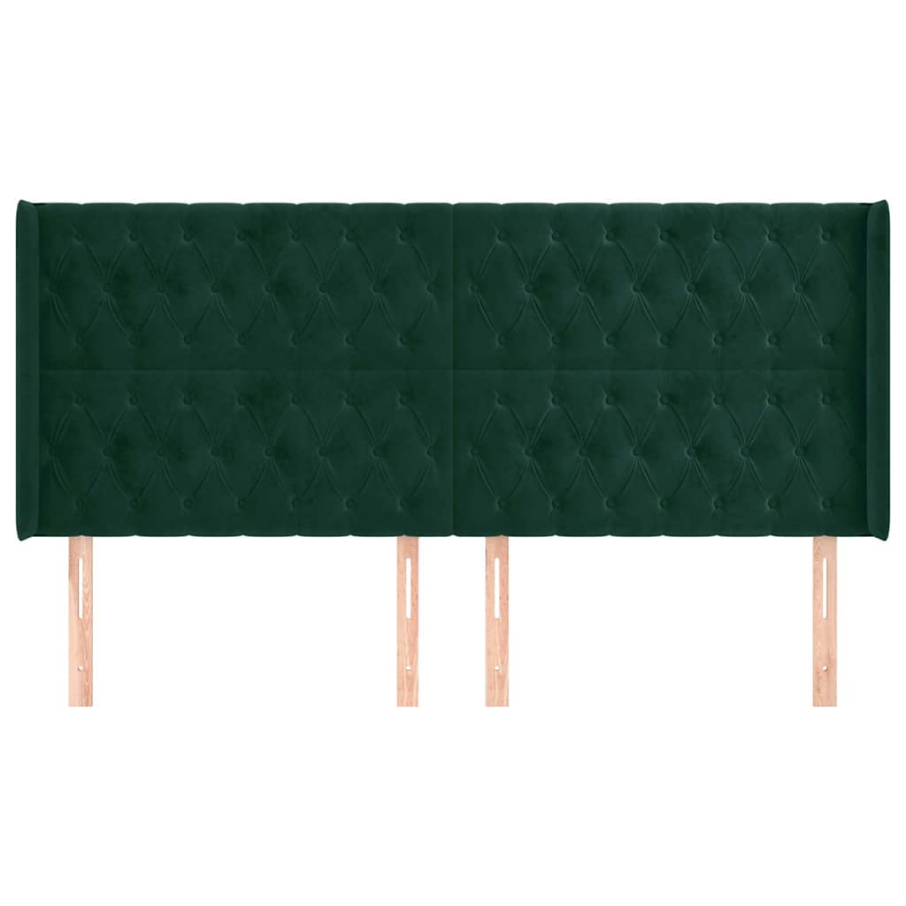 Tête de lit avec oreilles Vert foncé 203x16x118/128 cm Velours - XIOS