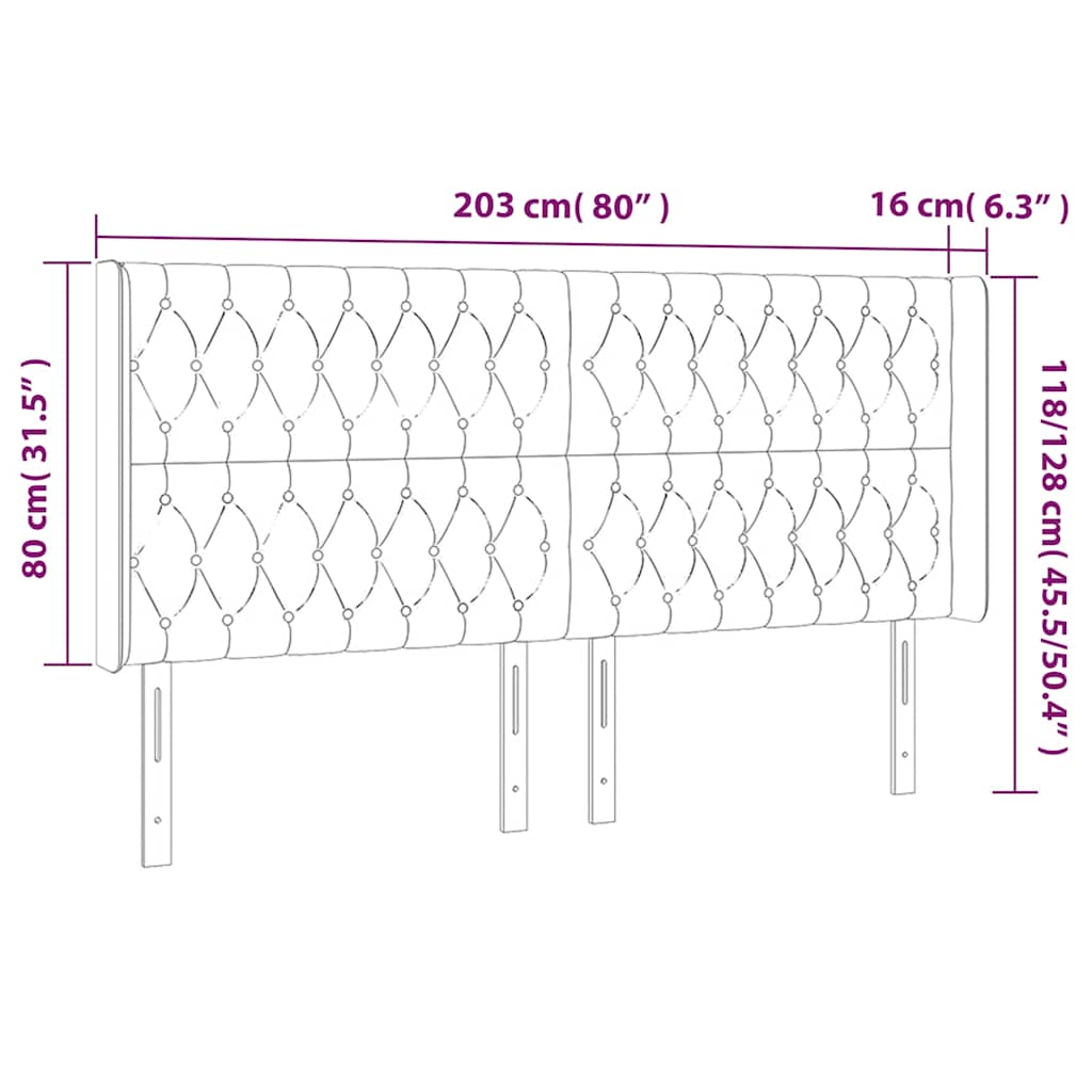 Tête de lit avec oreilles Vert foncé 203x16x118/128 cm Velours - XIOS