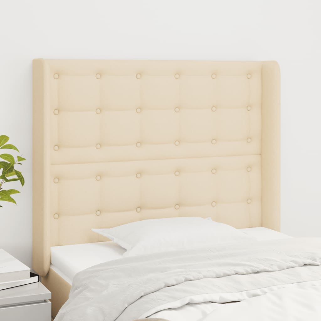 Tête de lit avec oreilles Crème 83x16x118/128 cm Tissu - XIOS