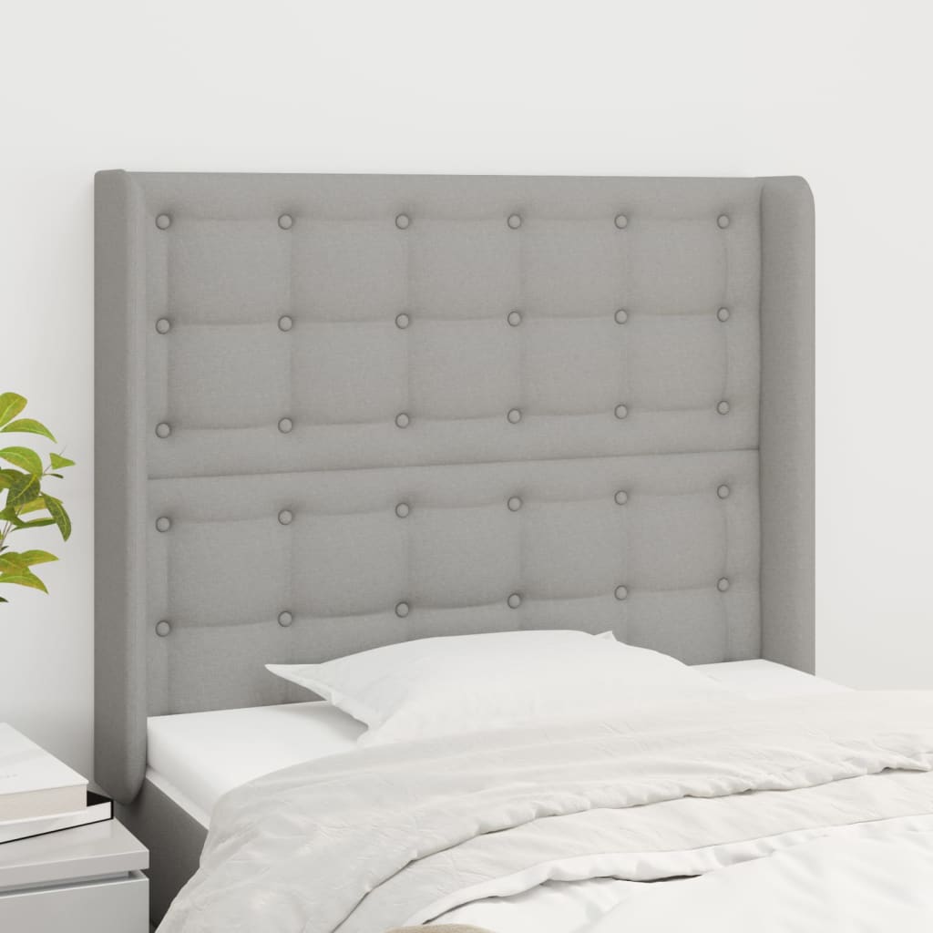 Tête de lit avec oreilles Gris clair 93x16x118/128 cm Tissu - XIOS