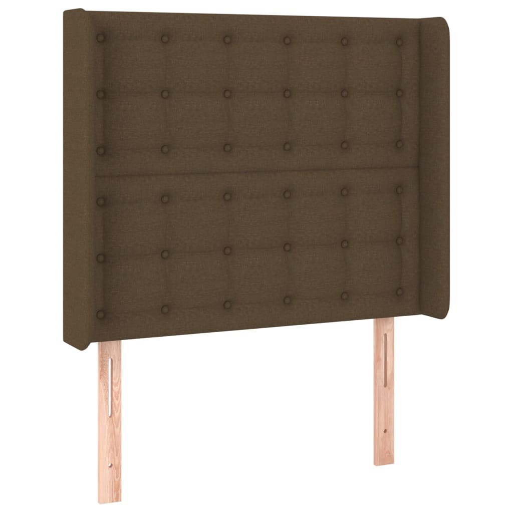 Tête de lit avec oreilles Marron foncé 93x16x118/128 cm Tissu Têtes et pieds de lit vidaXL