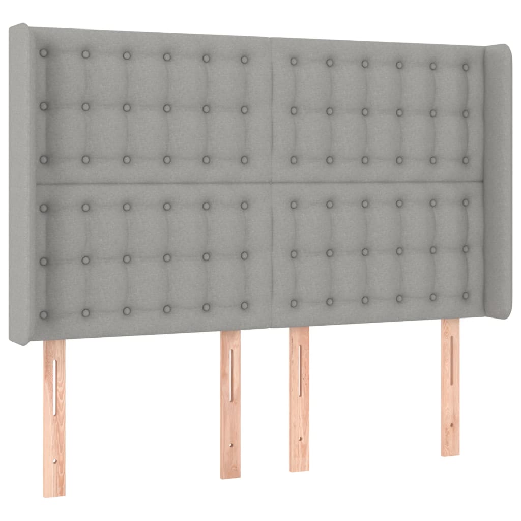 Tête de lit avec oreilles Gris clair 147x16x118/128 cm Tissu - XIOS