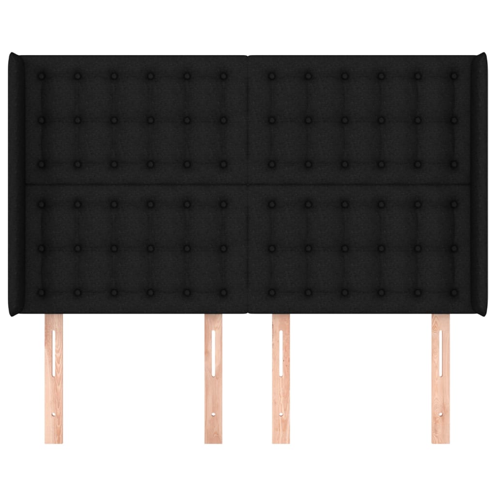Tête de lit avec oreilles Noir 147x16x118/128 cm Tissu - XIOS