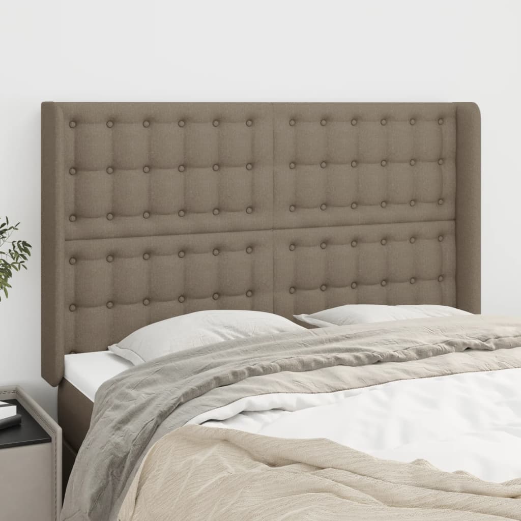 Tête de lit avec oreilles Taupe 147x16x118/128 cm Tissu - XIOS