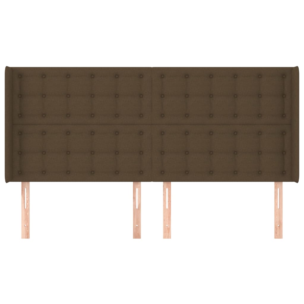 Tête de lit avec oreilles Marron foncé 163x16x118/128 cm Tissu - XIOS