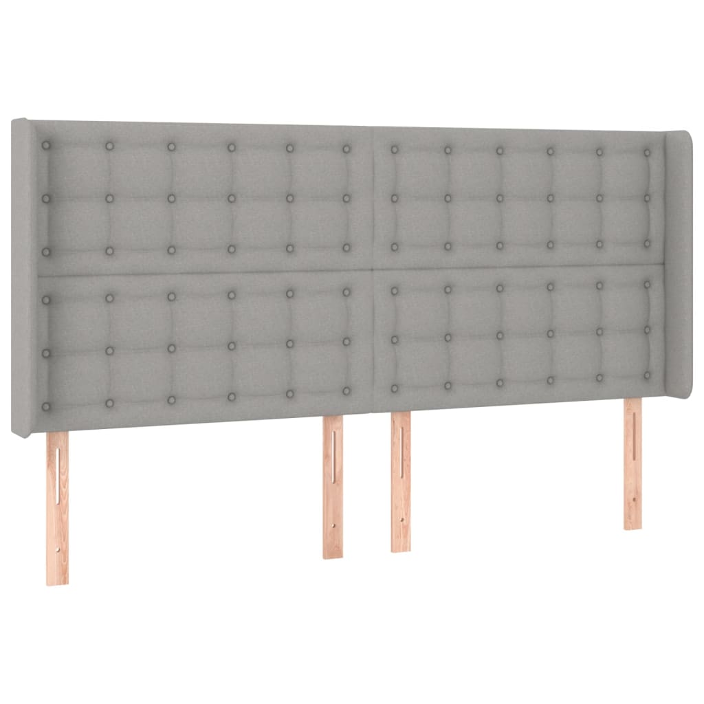Tête de lit avec oreilles Gris clair 203x16x118/128 cm Tissu - XIOS