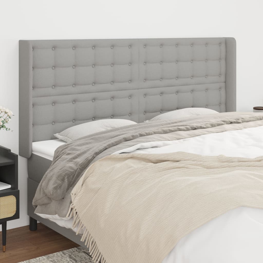 Tête de lit avec oreilles Gris clair 203x16x118/128 cm Tissu - XIOS