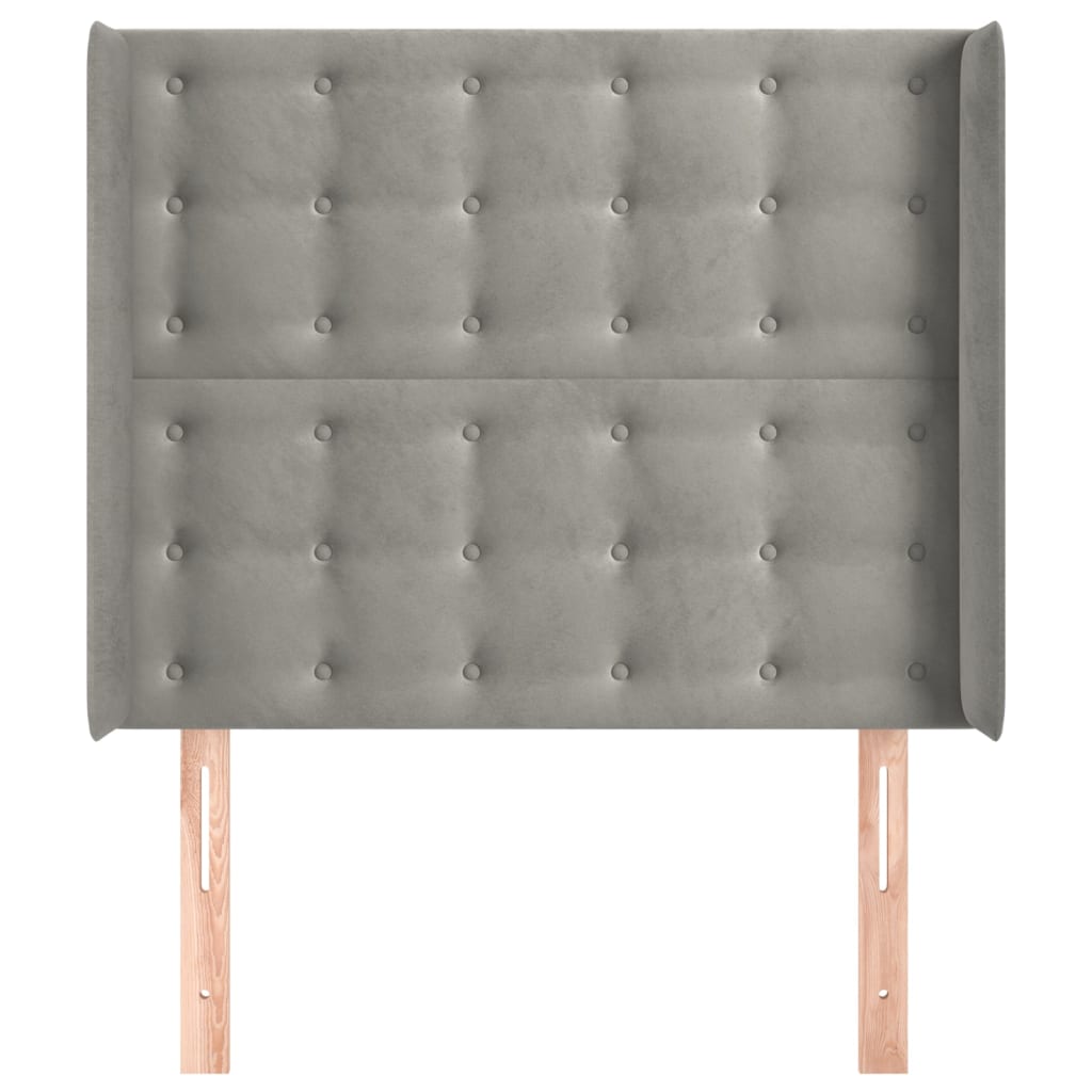 Tête de lit avec oreilles Gris clair 93x16x118/128 cm Velours - XIOS
