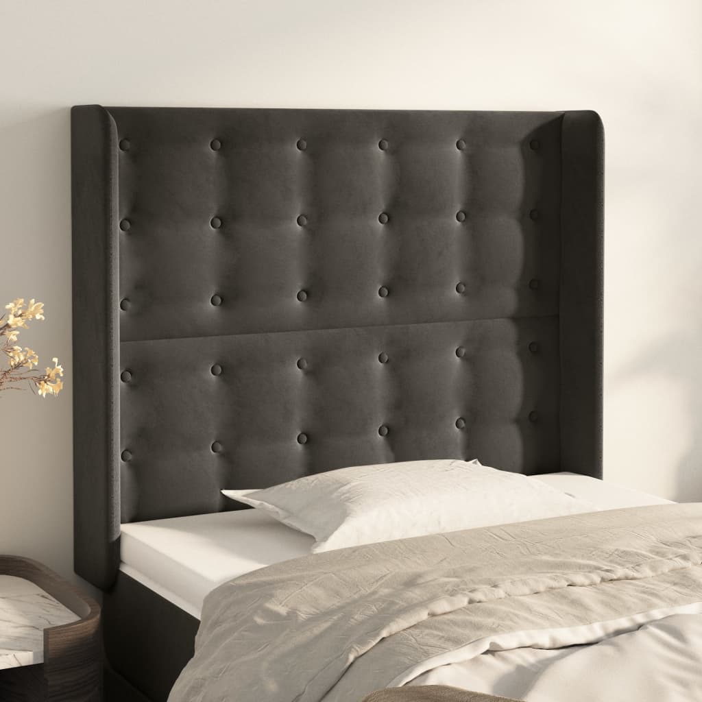Tête de lit avec oreilles Gris foncé 93x16x118/128 cm Velours - XIOS