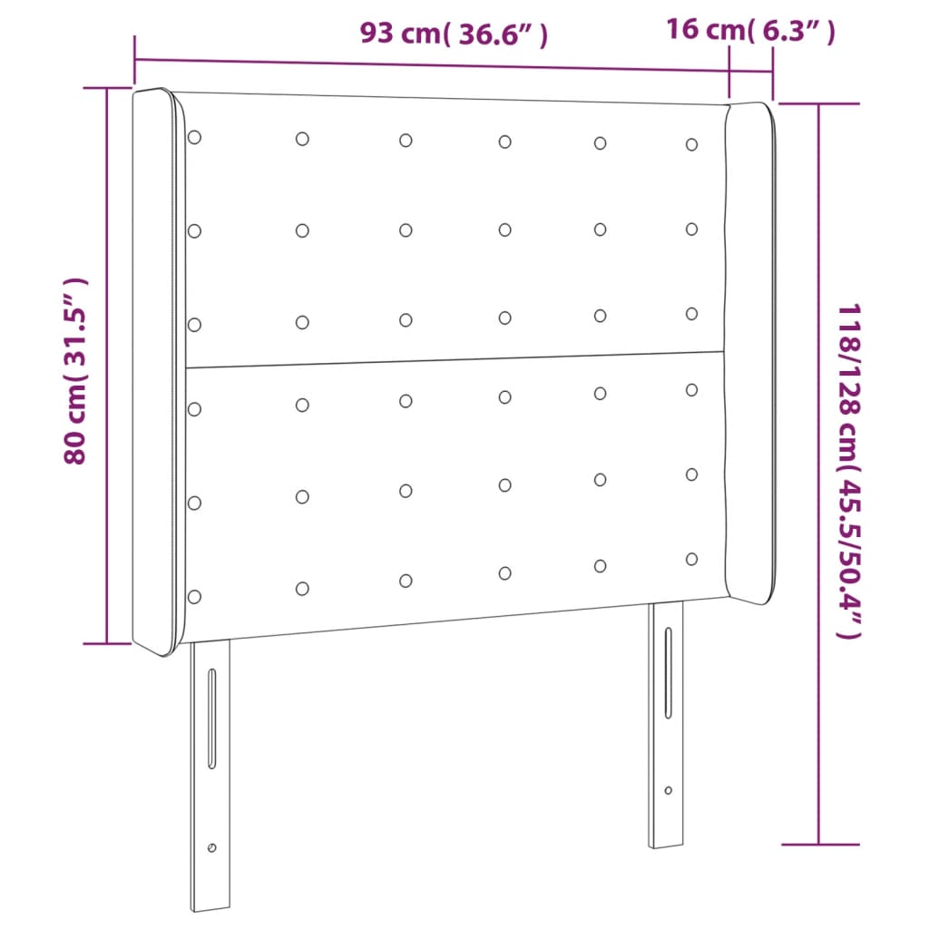 Tête de lit avec oreilles Rose 93x16x118/128 cm Velours - XIOS