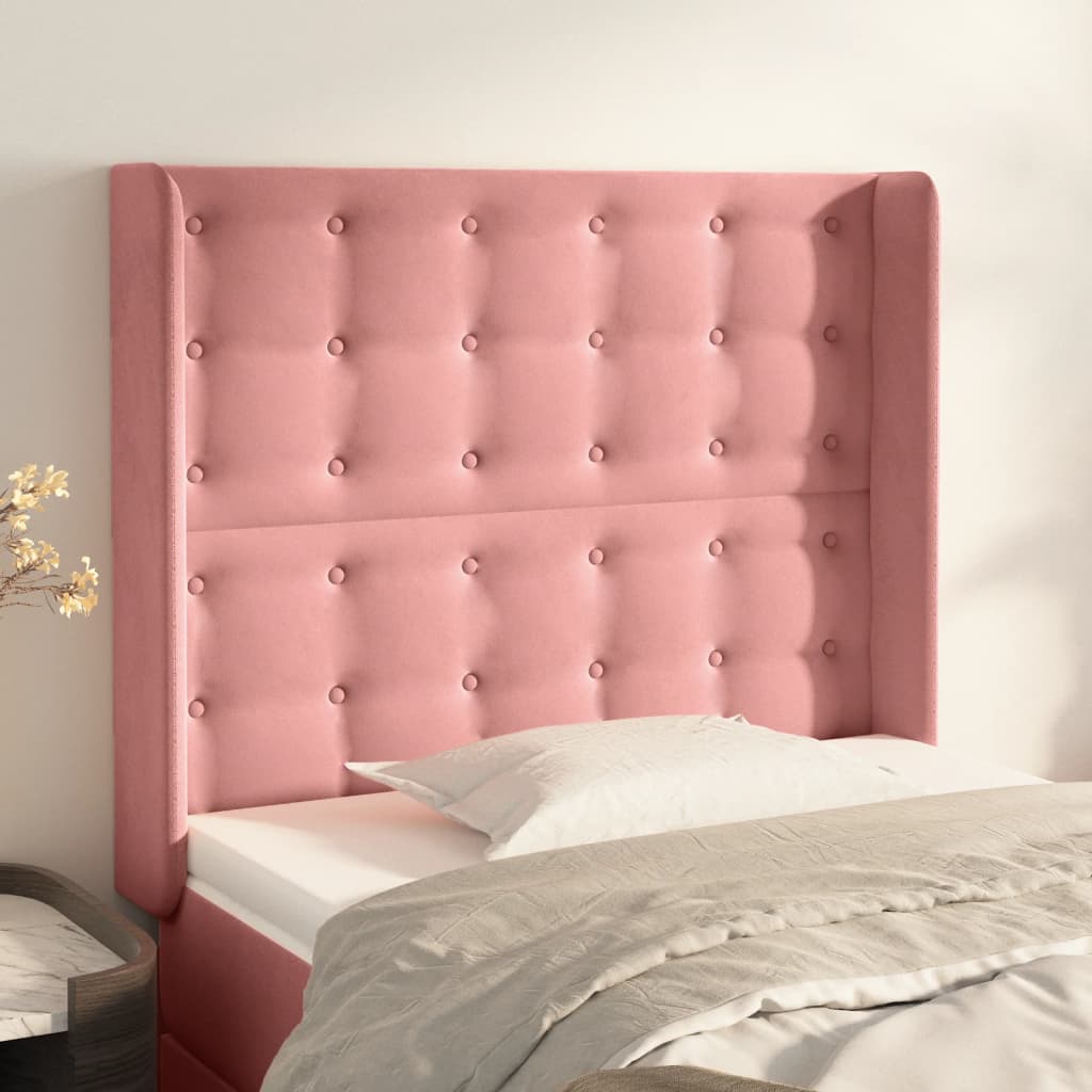 Tête de lit avec oreilles Rose 103x16x118/128 cm Velours - XIOS