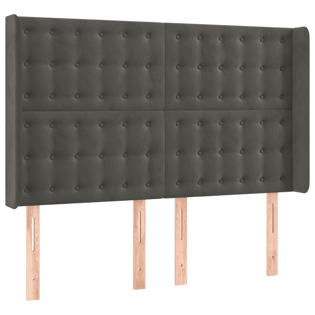 Tête de lit avec oreilles Gris foncé 147x16x118/128 cm Velours - XIOS