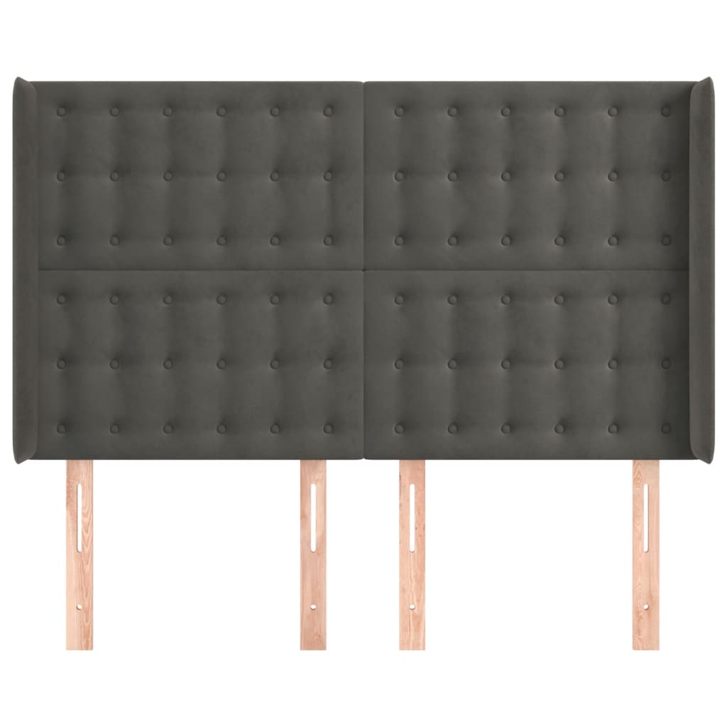 Tête de lit avec oreilles Gris foncé 147x16x118/128 cm Velours - XIOS