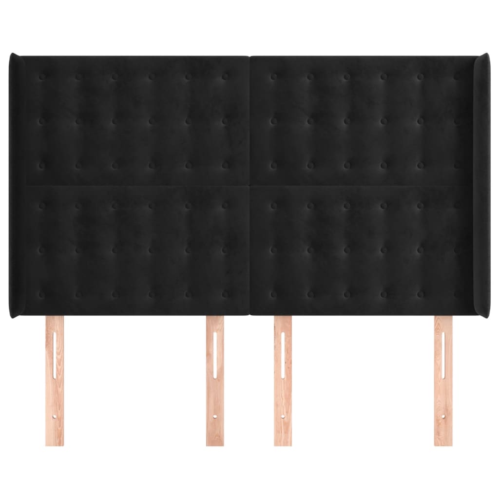 Tête de lit avec oreilles Noir 147x16x118/128 cm Velours - XIOS