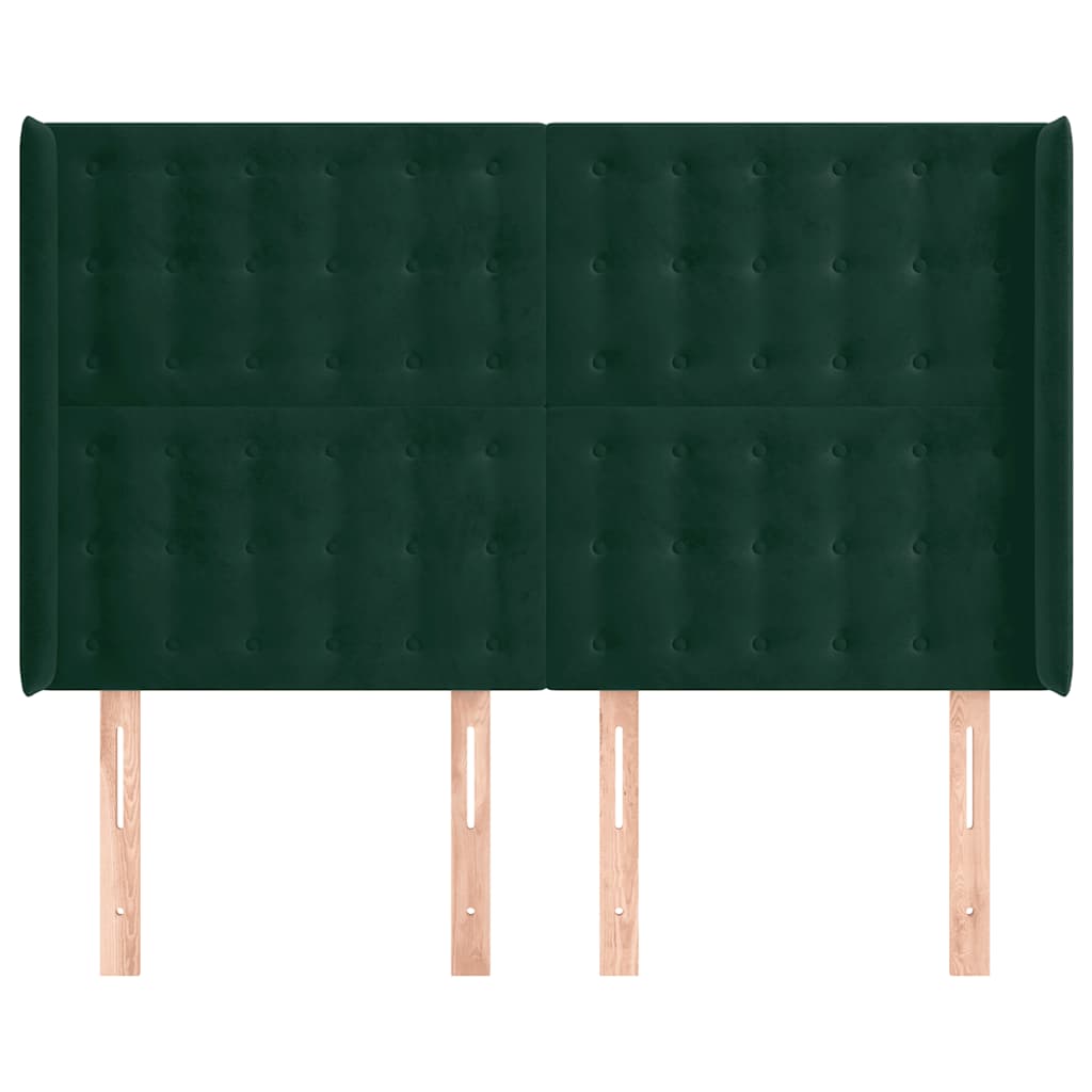 Tête de lit avec oreilles Vert foncé 147x16x118/128 cm Velours - XIOS