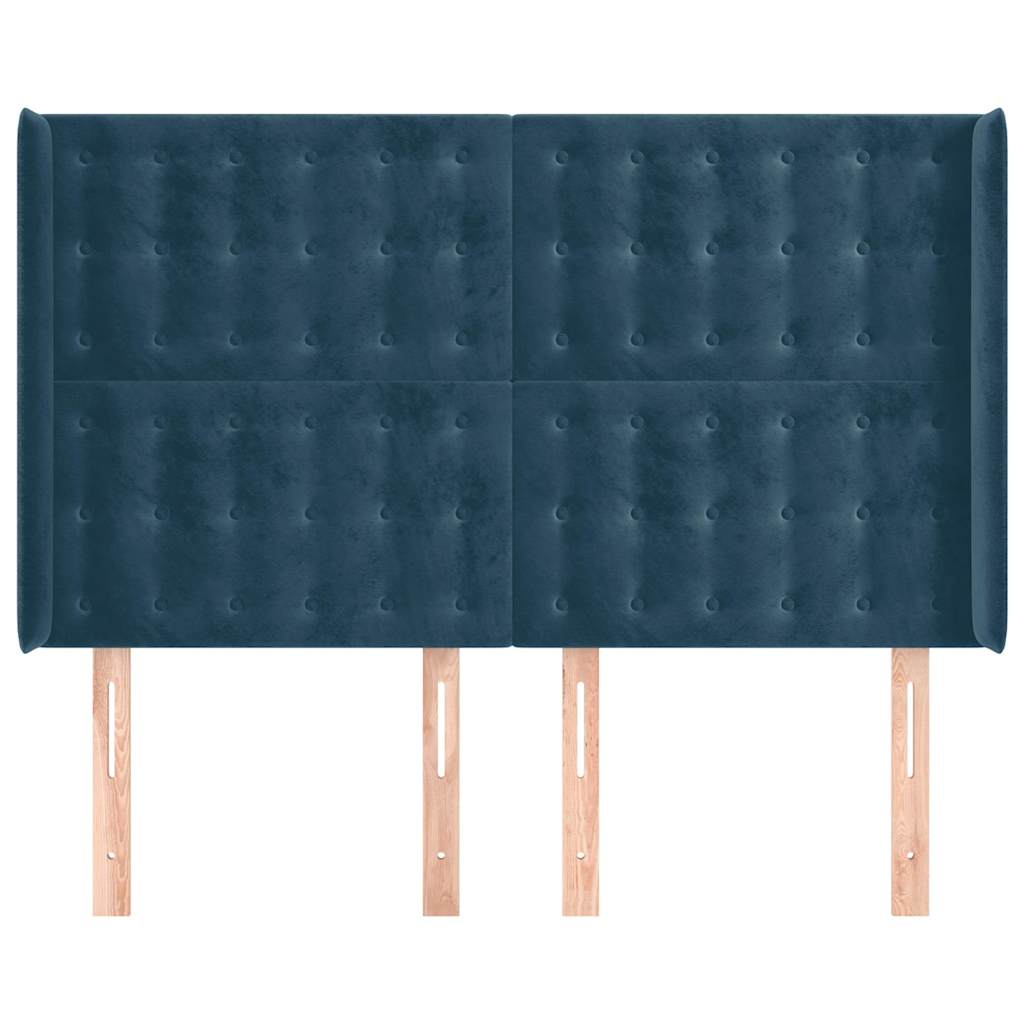 Tête de lit avec oreilles Bleu foncé 147x16x118/128 cm Velours - XIOS
