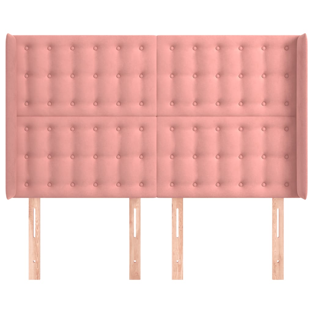 Tête de lit avec oreilles Rose 147x16x118/128 cm Velours - XIOS