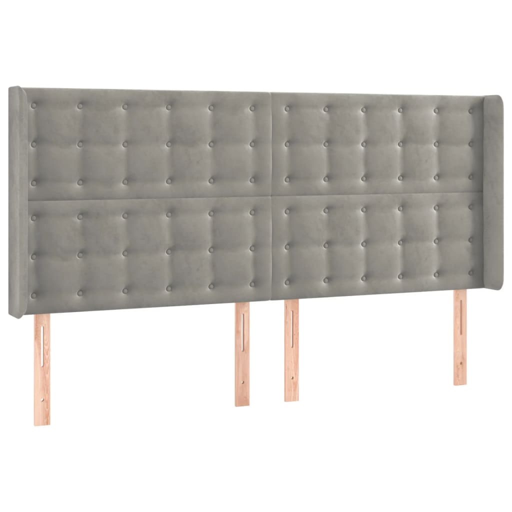 Tête de lit avec oreilles Gris clair 163x16x118/128 cm Velours - XIOS
