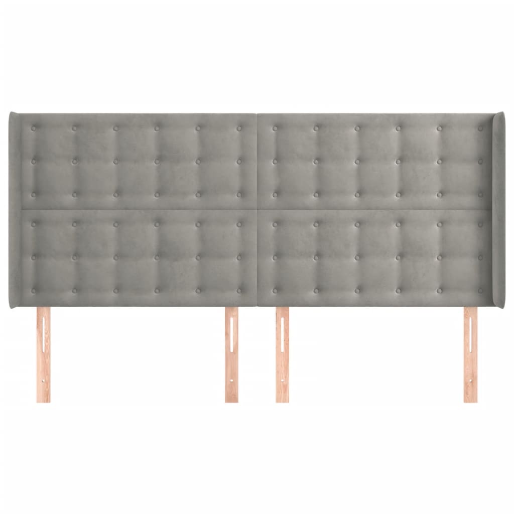 Tête de lit avec oreilles Gris clair 163x16x118/128 cm Velours - XIOS