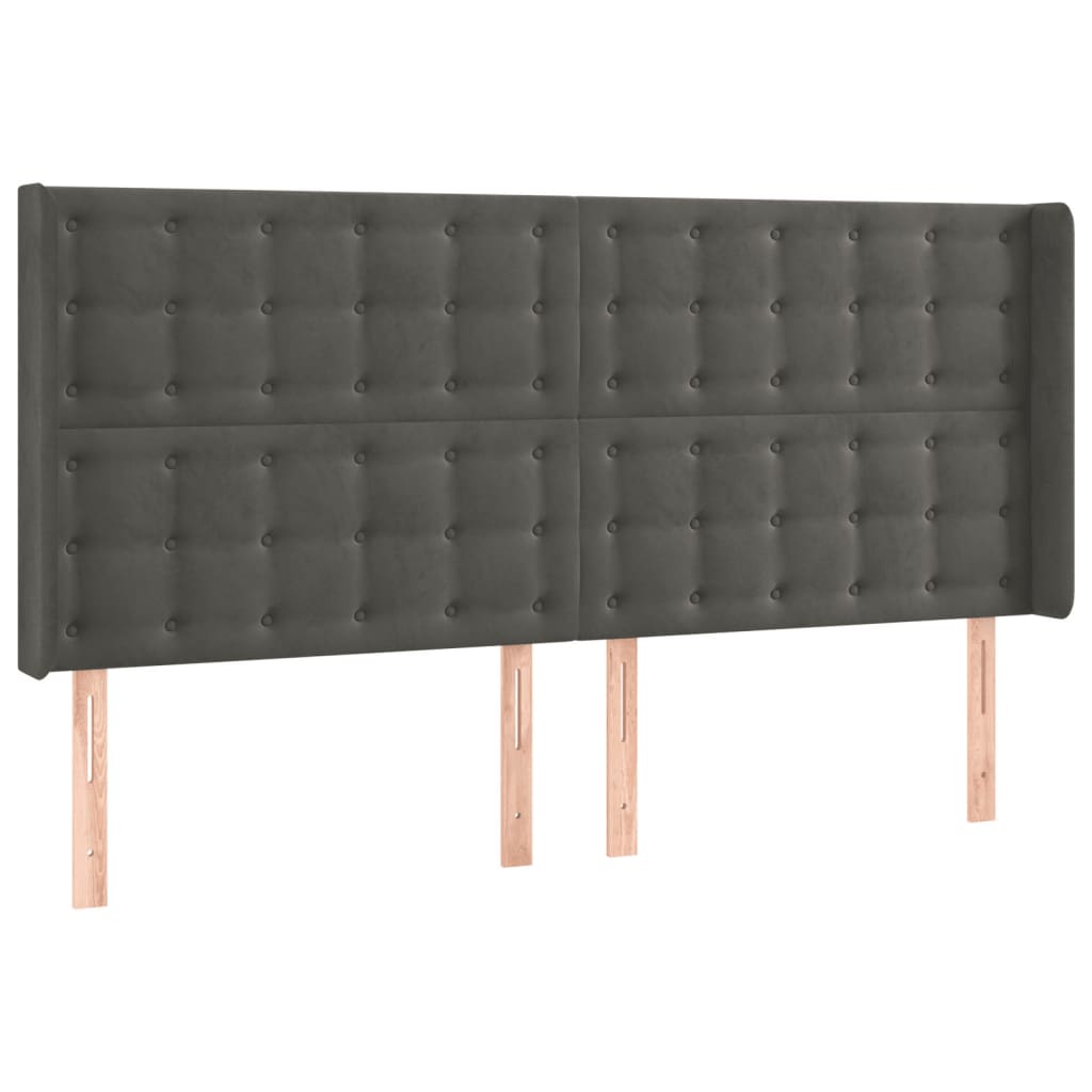 Tête de lit avec oreilles Gris foncé 183x16x118/128 cm Velours - XIOS