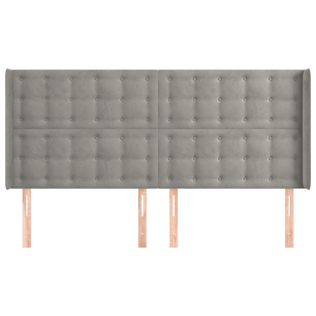 Tête de lit avec oreilles Gris clair 203x16x118/128 cm Velours - XIOS