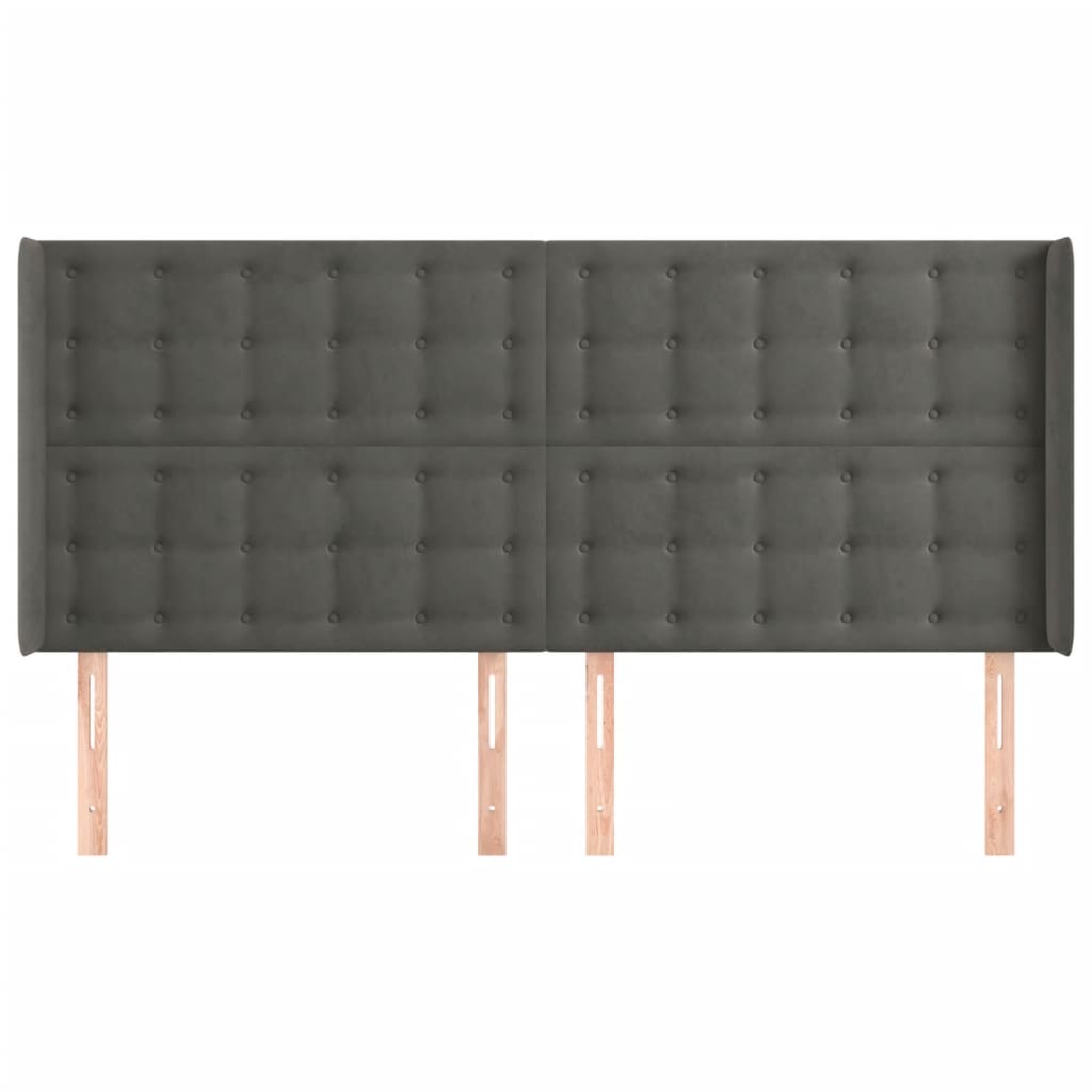 Tête de lit avec oreilles Gris foncé 203x16x118/128 cm Velours - XIOS