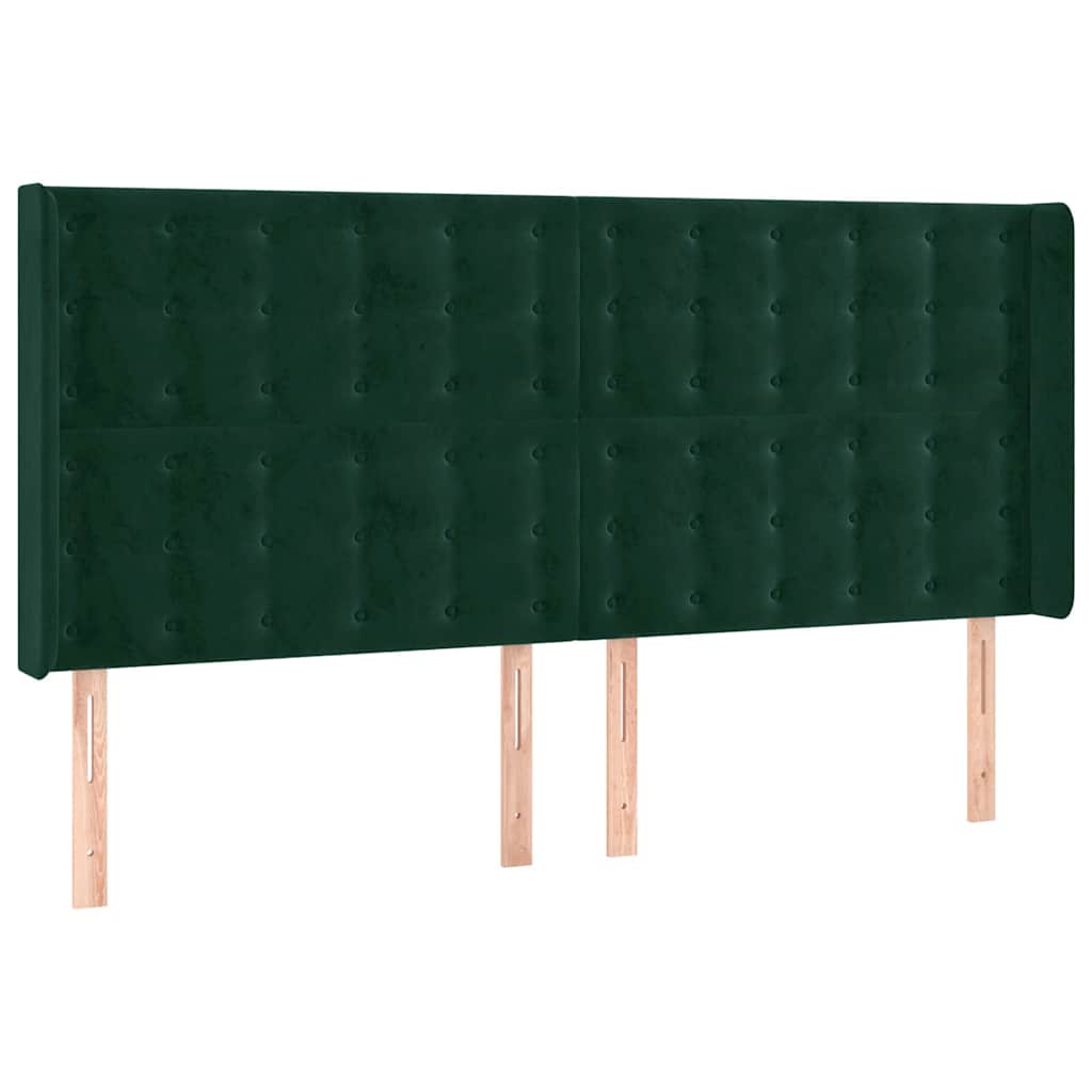 Tête de lit avec oreilles Vert foncé 203x16x118/128 cm Velours - XIOS